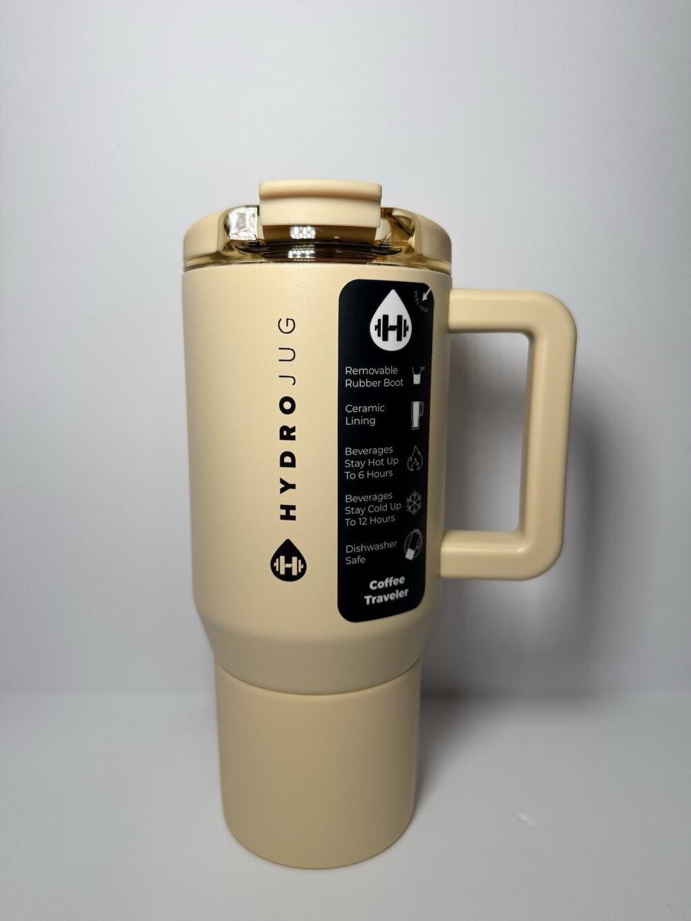 Hydrojug X Ghost TAN 20oz Coffee Ceramic Traveler Tumbler Mug NWT NIB HTF
